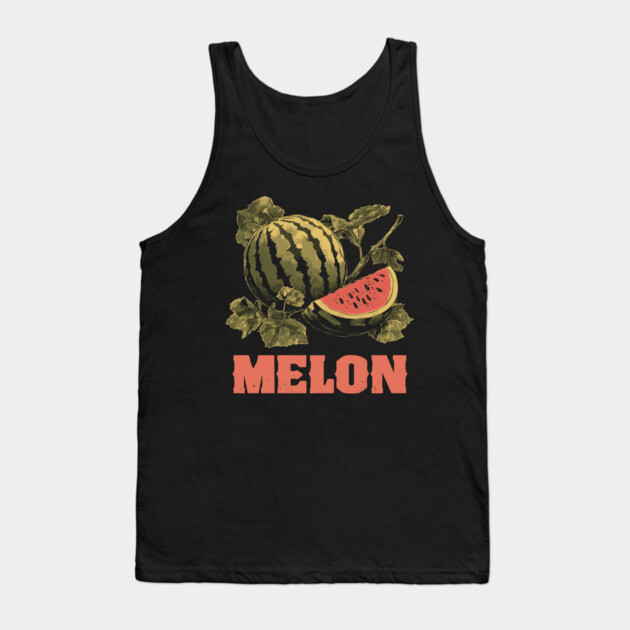Watermelon Summer Botanical - Dark Academia Fruit Screenprint Tank Top by TuncGK