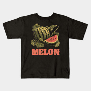 Watermelon Summer Botanical - Dark Academia Fruit Screenprint Kids T-Shirt
