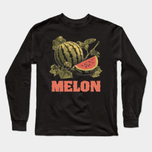 Watermelon Summer Botanical - Dark Academia Fruit Screenprint Long Sleeve T-Shirt