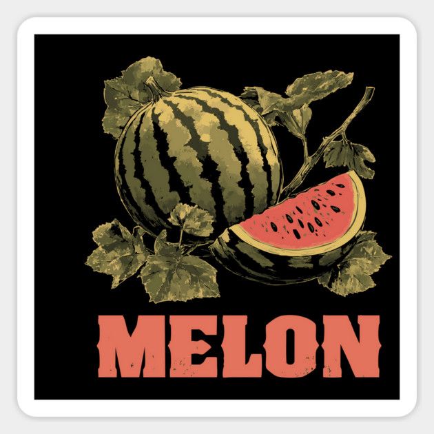 Watermelon Summer Botanical - Dark Academia Fruit Screenprint Magnet by TuncGK