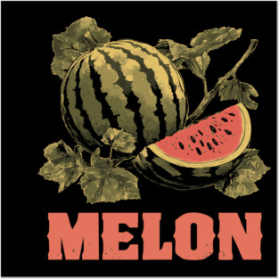 Watermelon Summer Botanical - Dark Academia Fruit Screenprint Posters and Art