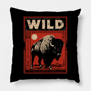 Wild Bison Buffalo - American West Constructivist Propaganda Pillow