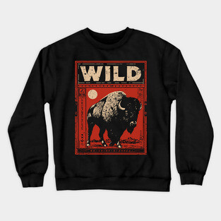 Wild Bison Buffalo - American West Constructivist Propaganda Crewneck Sweatshirt