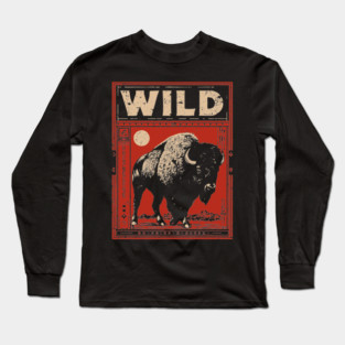 Wild Bison Buffalo - American West Constructivist Propaganda Long Sleeve T-Shirt