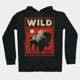 Wild Bison Buffalo - American West Constructivist Propaganda Hoodie