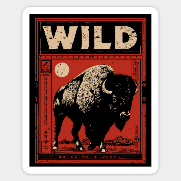 Wild Bison Buffalo - American West Constructivist Propaganda Magnet by TuncGK