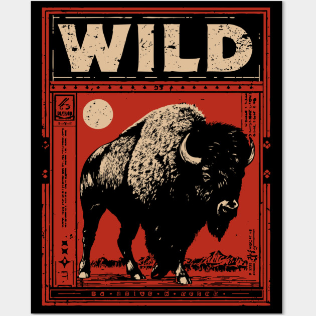 Wild Bison Buffalo - American West Constructivist Propaganda Wall Art by TuncGK