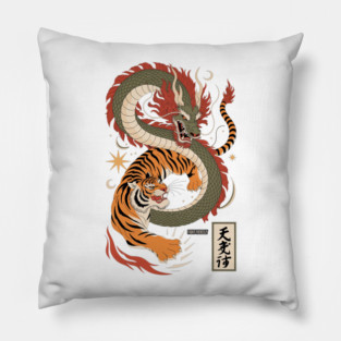 Martial Arts Spirit: Dragon and Tiger Clash – Fight Fiercely Pillow