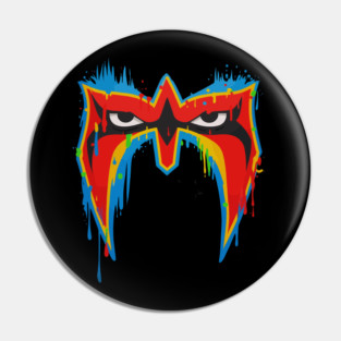Ultimate Warrior Mask Pro Wrestling FanArt Tribute Pin