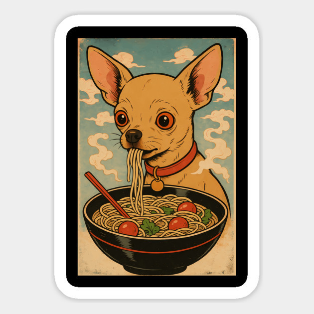 Chihuahua eating ramen Magnet by SKIBITEES 