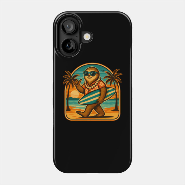 Sloth aloha Hawaiian beach surfing Phone Case by SKIBITEES 