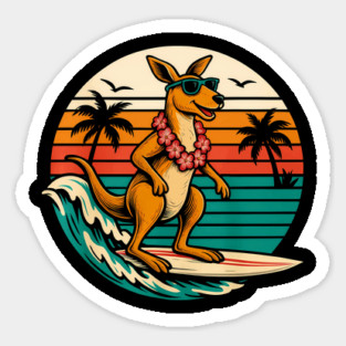 Kangaroo surfing Sticker