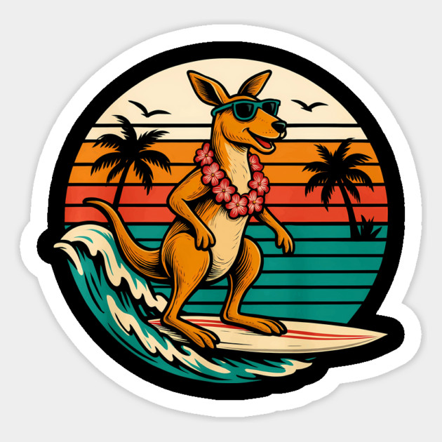 Kangaroo surfing Sticker by SKIBITEES 