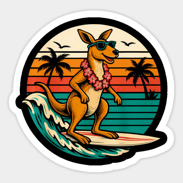 Kangaroo surfing Magnet by SKIBITEES 