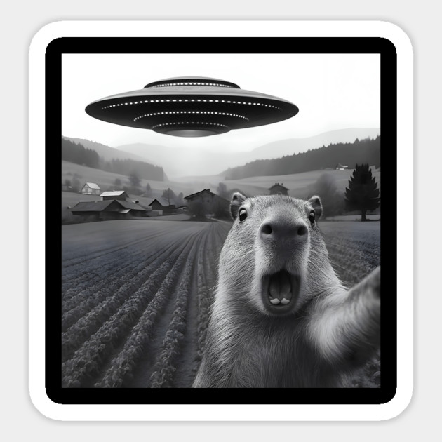 Capybara taking selfie with a UFO Magnet by SKIBITEES 