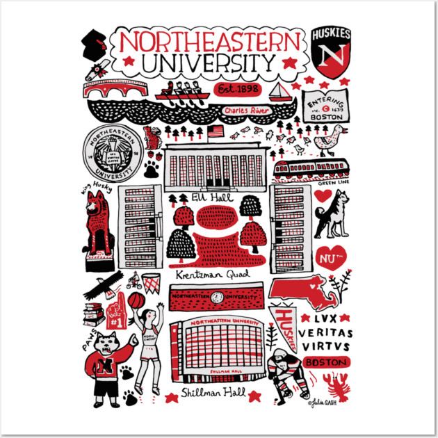 Northeastern University Sketched Graphic Hoodie, College Sweatshirt, Vintage College merch Crewnecks Print