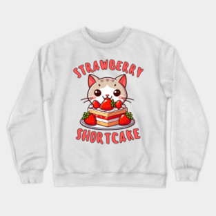 Cat Eating Strawberry Shortcake Lovely Crewneck Sweatshirt