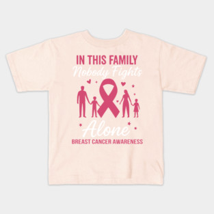 In This Family Nobody Fights Alone | Breast Cancer Awareness Support Kids T-Shirt