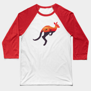 Red sunset and kangaroo Baseball T-Shirt