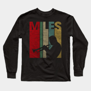 Miles Retro Color Distressed Long Sleeve T-Shirt