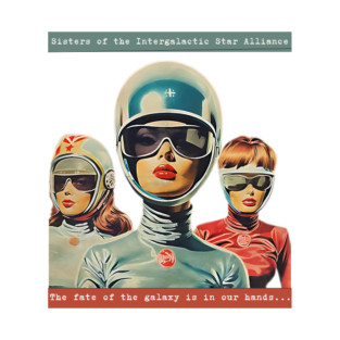 Sisters of the Intergalactic Star Alliance – Retro Sci-Fi Space Queens T-Shirt