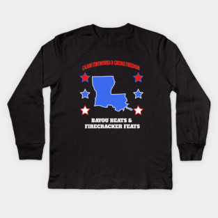 funny Louisiana State patriotic 4th of July Kids Long Sleeve T-Shirt