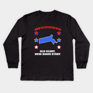 funny Massachusetts State patriotic 4th of July Kids Long Sleeve T-Shirt