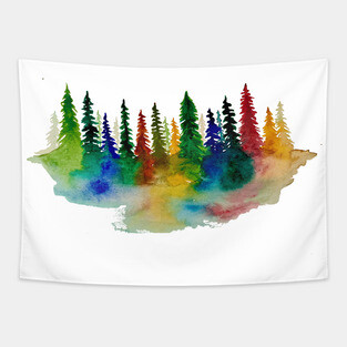 Rainbow forest Tapestry