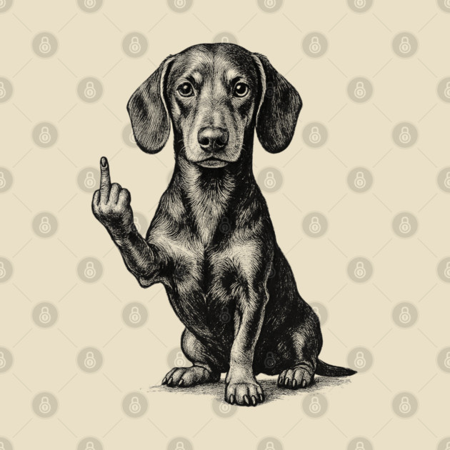 Dachshund Flipping The Bird by Helm Store