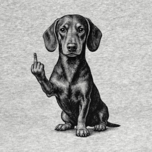 Dachshund Flipping The Bird Baseball T-Shirt