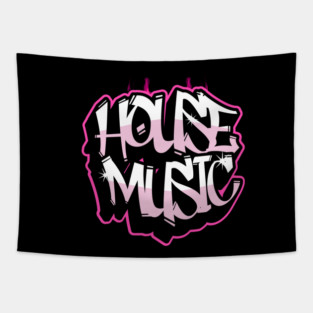 HOUSE MUSIC - Flamed Grafitti (Pink) Tapestry