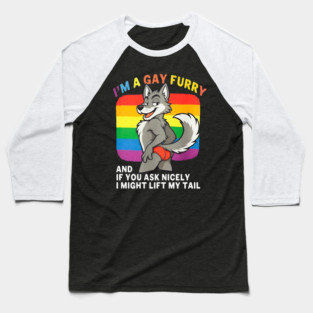 I'm a Gay Furry Funny Rainbow Fox Wolf LGBT Pride Month Baseball T-Shirt