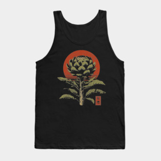 Mystical Artichoke Japanese Vegetable Art Dark Botanical Print Tank Top