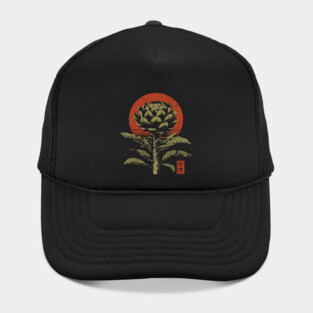 Mystical Artichoke Japanese Vegetable Art Dark Botanical Print Hat