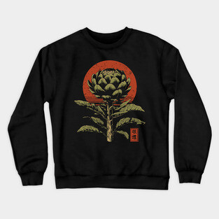 Mystical Artichoke Japanese Vegetable Art Dark Botanical Print Crewneck Sweatshirt