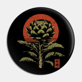 Mystical Artichoke Japanese Vegetable Art Dark Botanical Print Pin