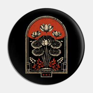 Dark Botanical Japanese Art Nouveau Gothic Plant Design Pin
