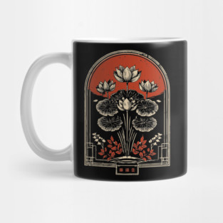Dark Botanical Japanese Art Nouveau Gothic Plant Design Mug