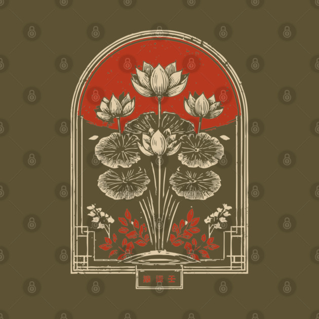 Dark Botanical Japanese Art Nouveau Gothic Plant Design by TuncGK