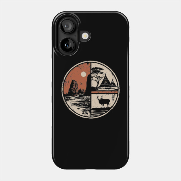 Prehistoric Cave Art Japanese Primitive Design Vintage Circle Phone Case by TuncGK