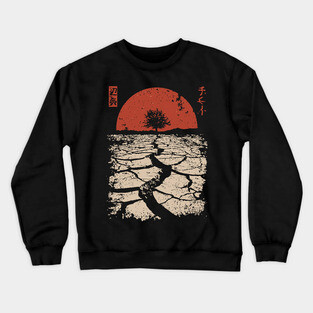 Drought Tree Japanese Environmental Crisis Vintage Poster Art Crewneck Sweatshirt
