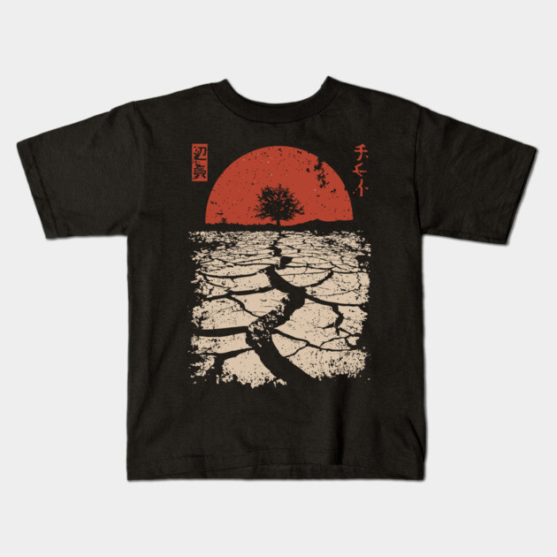 Drought Tree Japanese Environmental Crisis Vintage Poster Art Kids T-Shirt by TuncGK