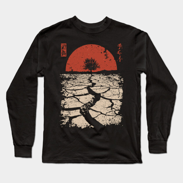Drought Tree Japanese Environmental Crisis Vintage Poster Art Long Sleeve T-Shirt by TuncGK