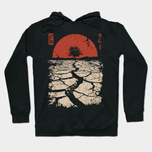 Drought Tree Japanese Environmental Crisis Vintage Poster Art Hoodie