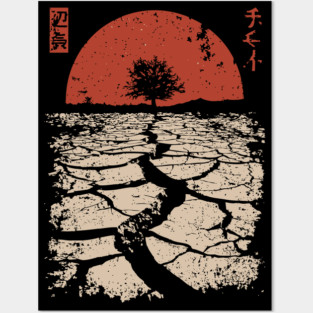 Drought Tree Japanese Environmental Crisis Vintage Poster Art Posters and Art