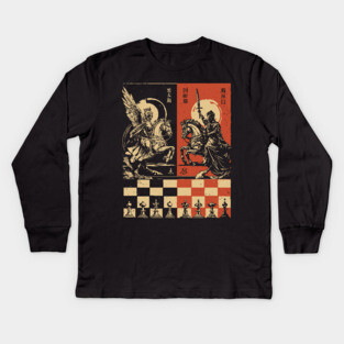 Chess Battle Japanese Strategy Game Vintage War Poster Art Kids Long Sleeve T-Shirt
