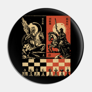 Chess Battle Japanese Strategy Game Vintage War Poster Art Pin