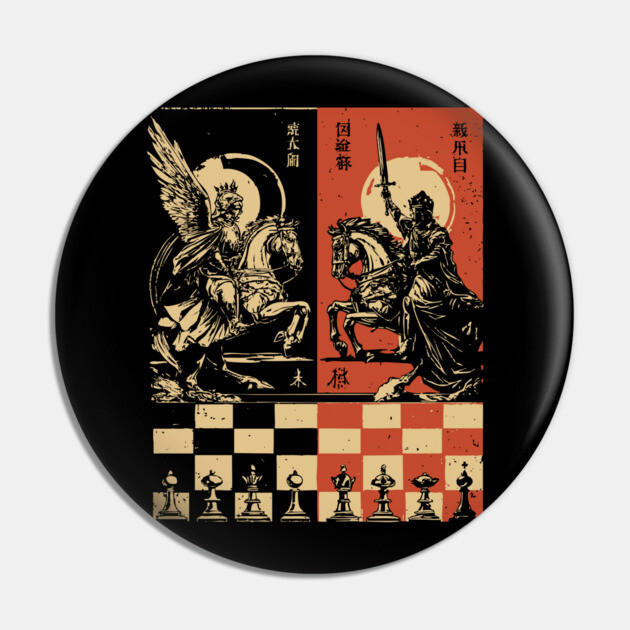 Chess Battle Japanese Strategy Game Vintage War Poster Art Pin by TuncGK