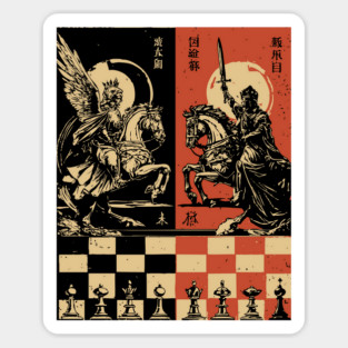Chess Battle Japanese Strategy Game Vintage War Poster Art Sticker