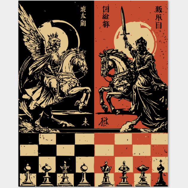 Chess Battle Japanese Strategy Game Vintage War Poster Art Wall Art by TuncGK